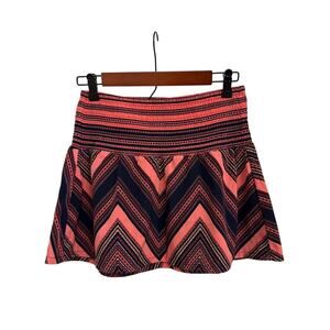 Express Geo Print Boho Scrunch High Waist Pink Blue Mini Skirt Size Women's XS